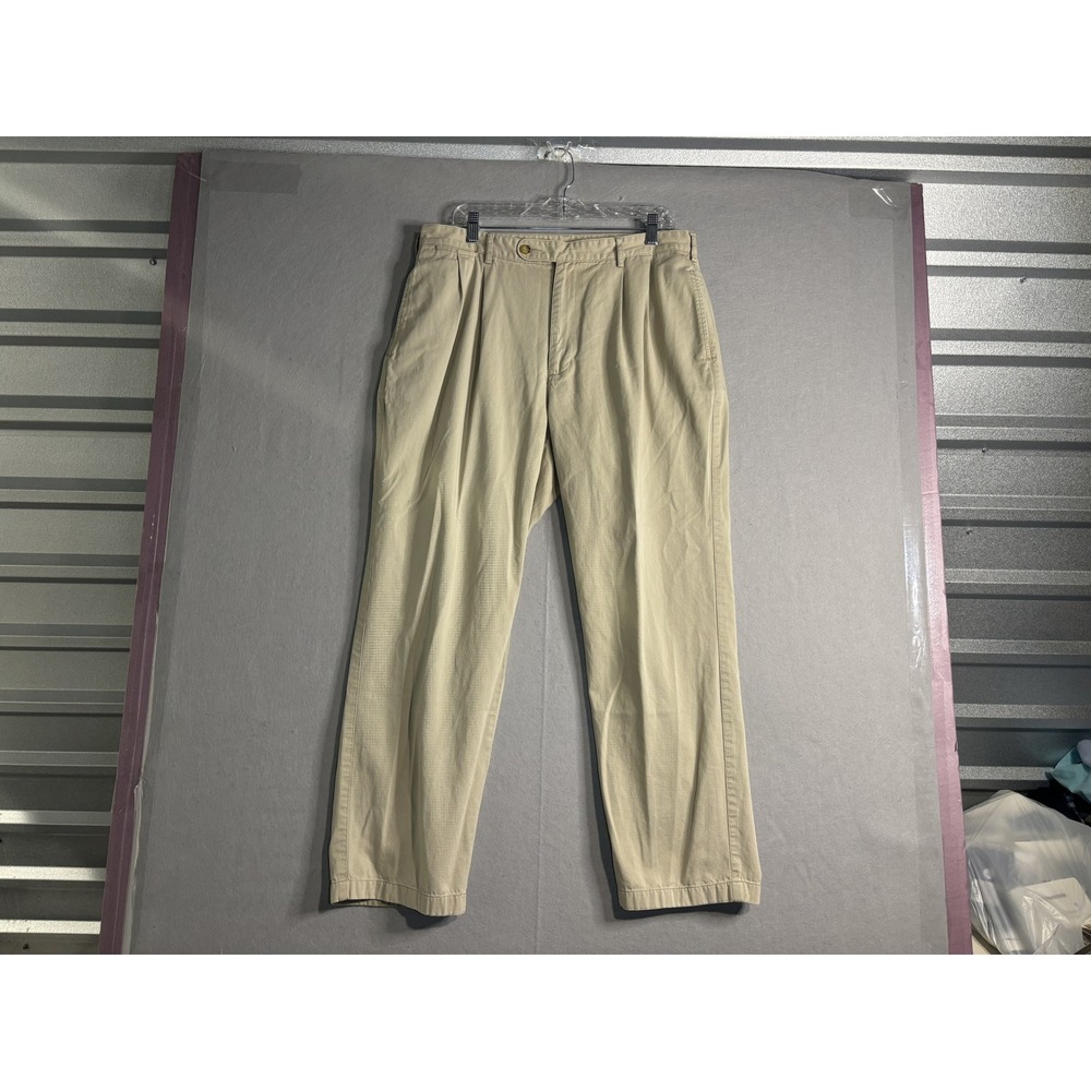 Greg Norman Collection Pleated Chino Pants Men's 36x30 Khaki Cotton